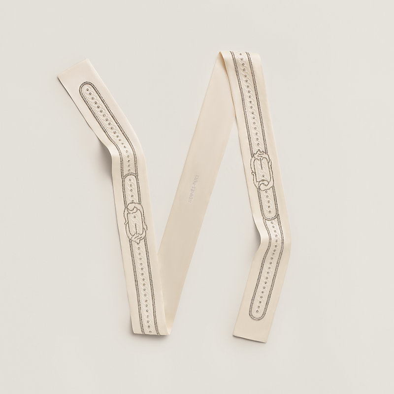 Exceptional embroidered double-faced Twilly | Hermès USA